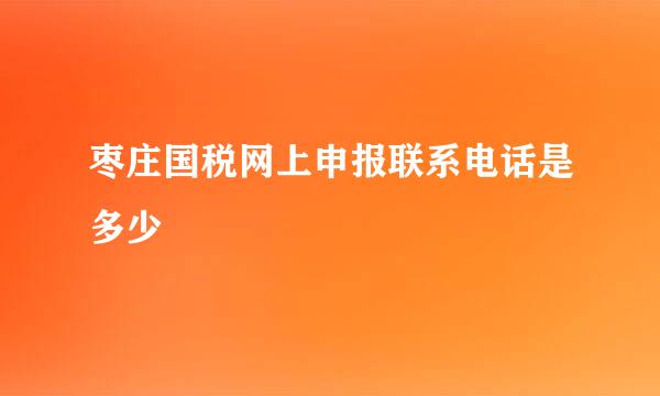 枣庄国税网上申报联系电话是多少