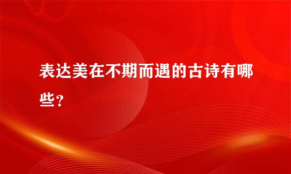 表达美在不期而遇的古诗有哪些？