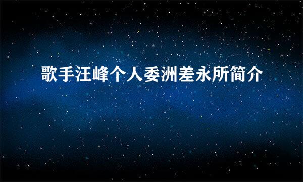 歌手汪峰个人委洲差永所简介