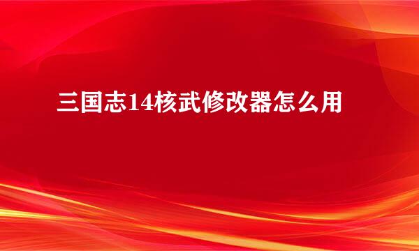 三国志14核武修改器怎么用