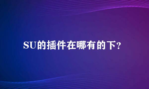 SU的插件在哪有的下？