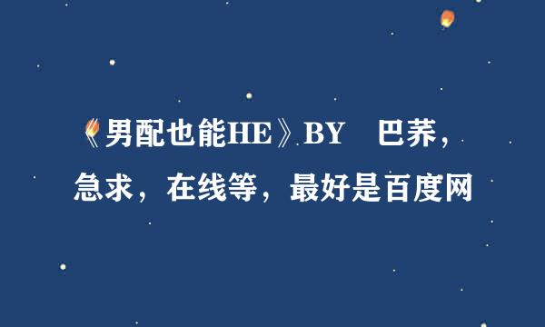 《男配也能HE》BY 巴荞，急求，在线等，最好是百度网盤