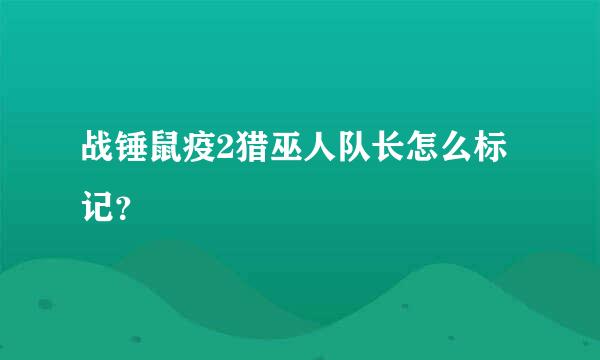 战锤鼠疫2猎巫人队长怎么标记？