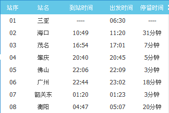 三亚到长春火车经来自停站路线路