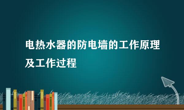 电热水器的防电墙的工作原理及工作过程