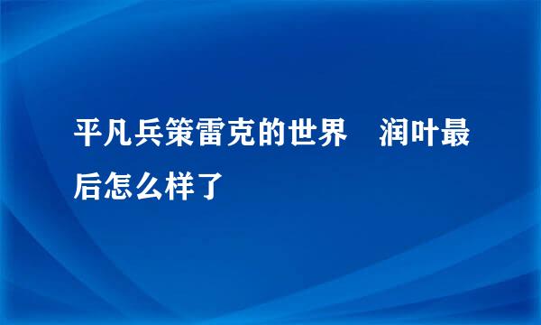 平凡兵策雷克的世界 润叶最后怎么样了