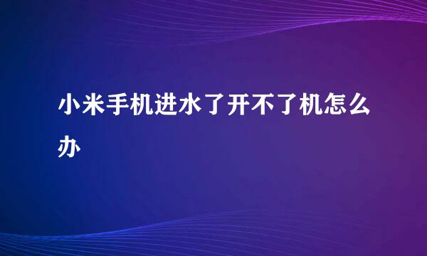 小米手机进水了开不了机怎么办