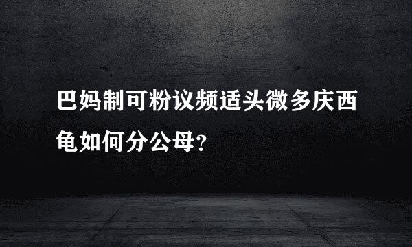 巴妈制可粉议频适头微多庆西龟如何分公母？