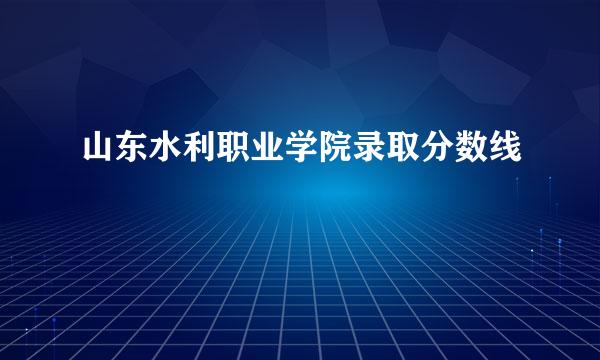 山东水利职业学院录取分数线