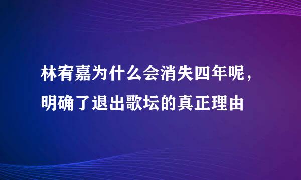 林宥嘉为什么会消失四年呢，明确了退出歌坛的真正理由