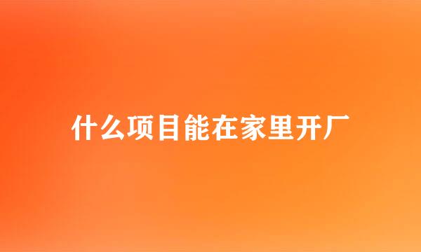 什么项目能在家里开厂