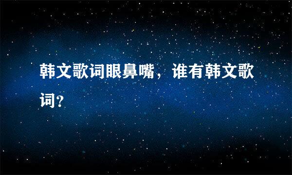 韩文歌词眼鼻嘴，谁有韩文歌词？