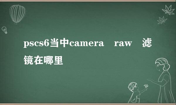 pscs6当中camera raw 滤镜在哪里