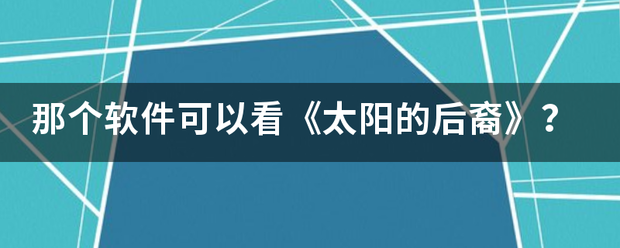 那个软件可以看《太阳的后裔》？