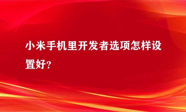 小米手机里开发者选项怎样设置好？