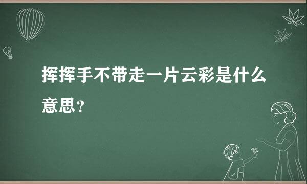 挥挥手不带走一片云彩是什么意思？