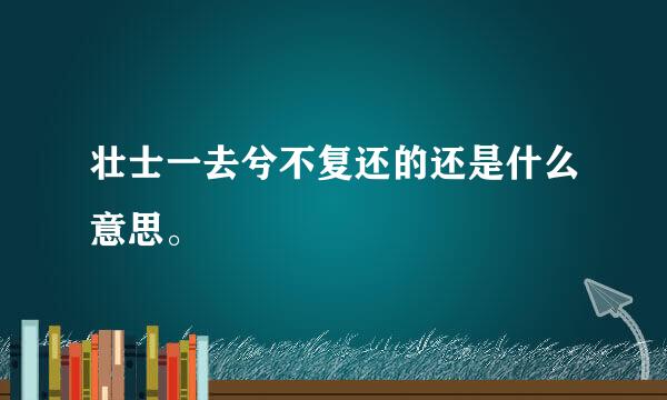 壮士一去兮不复还的还是什么意思。