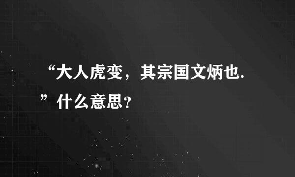 “大人虎变，其宗国文炳也.”什么意思？