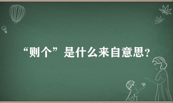 “则个”是什么来自意思？