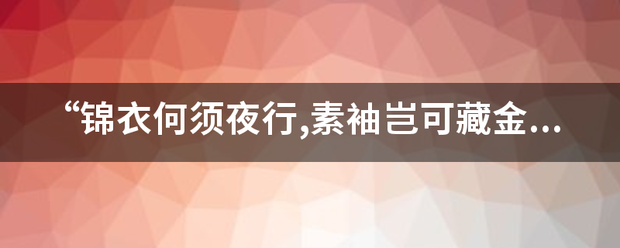 “锦衣何须夜行,素袖岂可藏金”来自是什么意思？