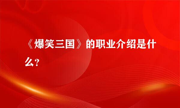 《爆笑三国》的职业介绍是什么？