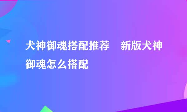 犬神御魂搭配推荐 新版犬神御魂怎么搭配