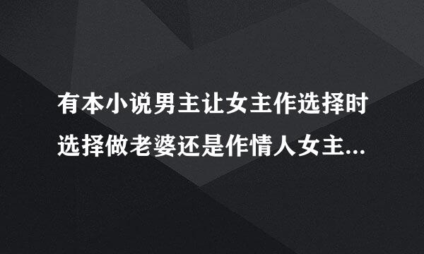 有本小说男主让女主作选择时选择做老婆还是作情人女主选择作情人时那本小说