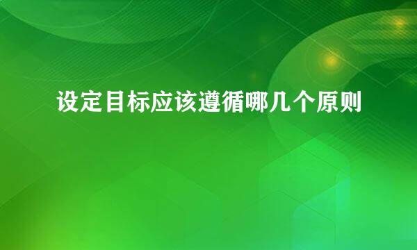 设定目标应该遵循哪几个原则