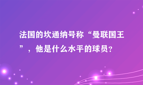 法国的坎通纳号称“曼联国王”，他是什么水平的球员？