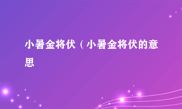 小暑金将伏（小暑金将伏的意思