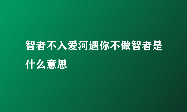 智者不入爱河遇你不做智者是什么意思