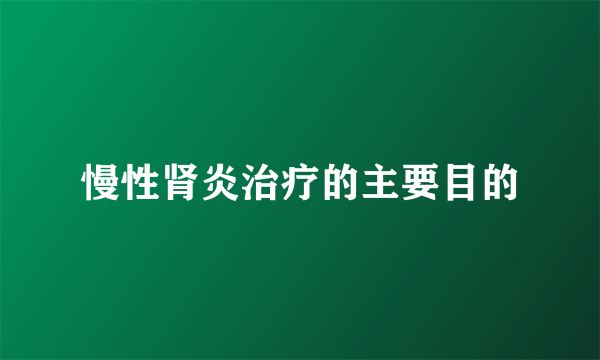 慢性肾炎治疗的主要目的