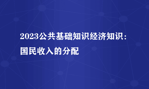 2023公共基础知识经济知识：国民收入的分配