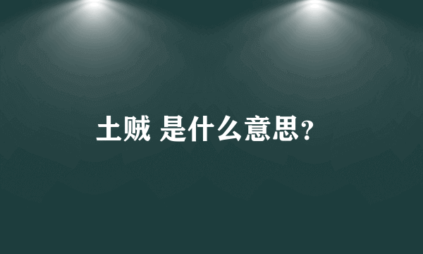 土贼 是什么意思？