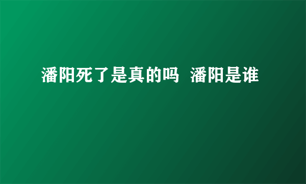 潘阳死了是真的吗  潘阳是谁