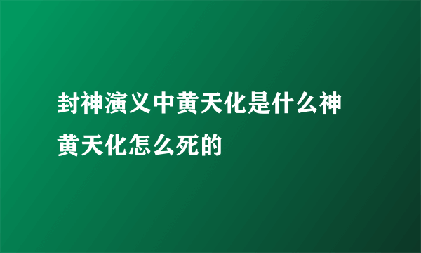 封神演义中黄天化是什么神 黄天化怎么死的