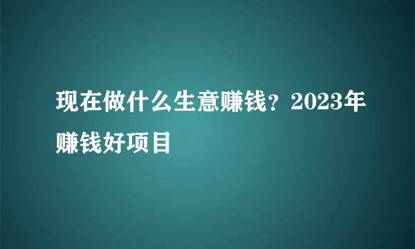 现在做什么生意赚钱？2023年赚钱好项目