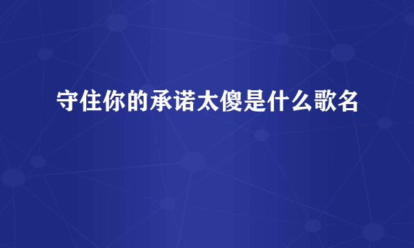 守住你的承诺太傻是什么歌名