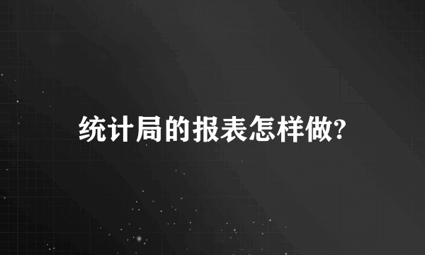 统计局的报表怎样做?