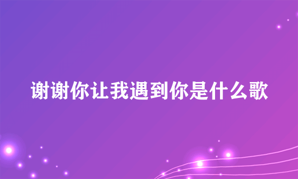 谢谢你让我遇到你是什么歌