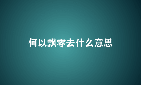 何以飘零去什么意思