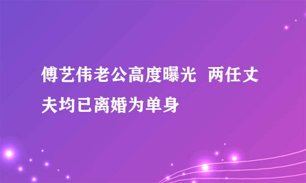 傅艺伟老公高度曝光  两任丈夫均已离婚为单身