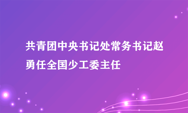 共青团中央书记处常务书记赵勇任全国少工委主任