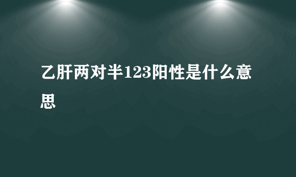 乙肝两对半123阳性是什么意思