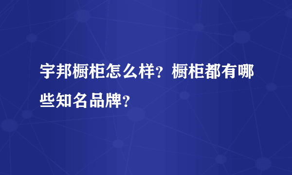 宇邦橱柜怎么样？橱柜都有哪些知名品牌？