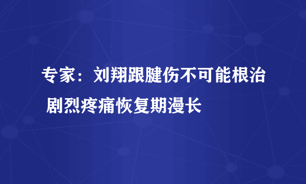 专家：刘翔跟腱伤不可能根治 剧烈疼痛恢复期漫长