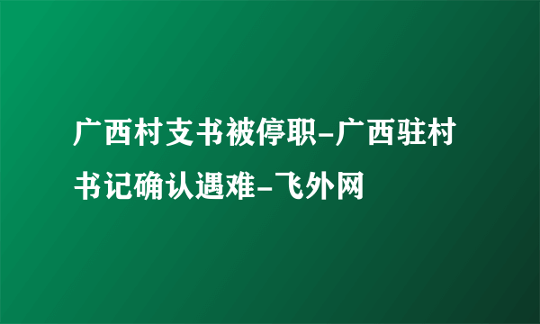 广西村支书被停职-广西驻村书记确认遇难-飞外网