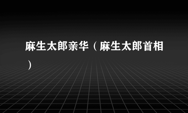 麻生太郎亲华（麻生太郎首相）