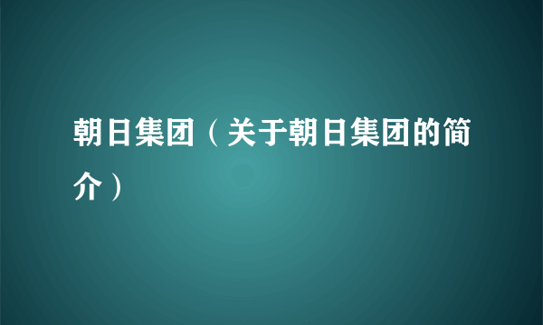 朝日集团（关于朝日集团的简介）