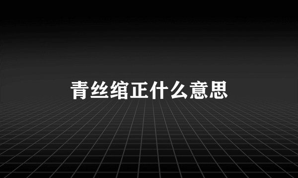 青丝绾正什么意思